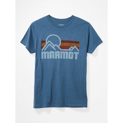 Marmot Clothes Blue Grey NZ - Coastal T-Shirts Mens NZ4328715